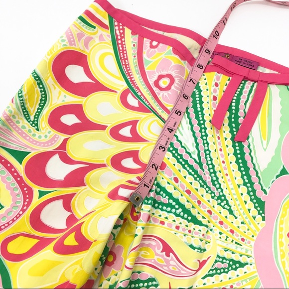 Tibi | Yellow Pink Paisley Crop Pants - Picture 3 of 7